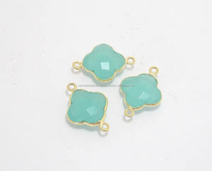 925 joyería de declaración de plata esterlina Calcedonia peruana bisel de piedras preciosas naturales piedra natal conector bohemio hecho a mano Perú facetado - Product Image 1