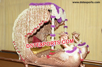 Doli — panier de mariage indien en bois, Design de paon doré, cygne, Palki