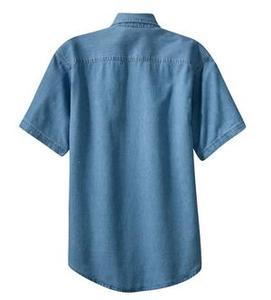 Port & Company เสื้อเชิ้ตยีนส์สุดคุ้มแขนสั้น,ผ้าฝ้าย6.5,เย็บสองเข็มตลอด100%