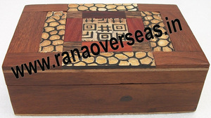 Brown Rectangular Shape <b>Wooden</b> Box With Pattern for Earing & Watch Ladies Jewellery Storage - Product Image 2