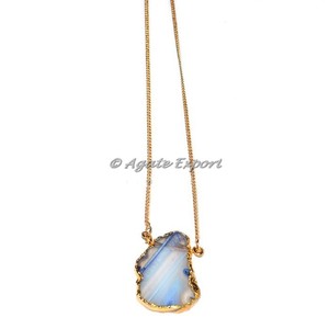 Collier en onyx bleu à bandes Articles de pierres précieuses de guérison Feng Shui - Product Image 1