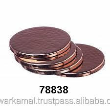 <b>Antique</b> Pure Copper <b>Set</b> of 4 Round Coasters Eco-Friendly 300mm Diameter 10mm Thick for Home & Restaurant Use - Product Image 2