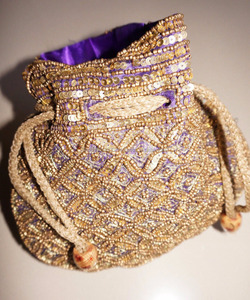 Sac à main traditionnel indien pour fête ethnique, pochette de fête, de mariage, de soirée, pochettes de bijoux, à cordon, faite à la main - Product Image 5