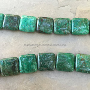 ลูกปัดพลอยคริสโซโคลลาทรงสี่เหลี่ยมลูกบาศก์สีเขียวขนาดใหญ่ - Product Image 1