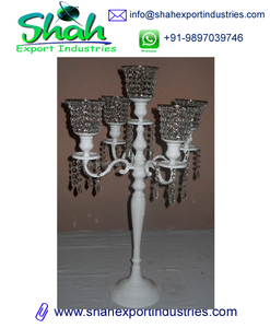 Candelabros de Metal Recubiertos de Blanco de Lujo con Copas de Cristal en Forma de Bola, Estilo Contemporáneo, Tamaño Personalizado para Bodas, Eventos, Fiestas de Navidad - Product Image 4