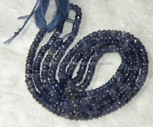 Rondelle facetado de iolita azul 3,5-4mm 13 \ "cuentas perforadas de hebra completa para la fabricación de joyas cuentas de cristal de Murano y cuentas de vidrio - Product Image 4