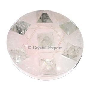 Rose Quartz With Crystal Quartz Pyramids - Product Image 1
