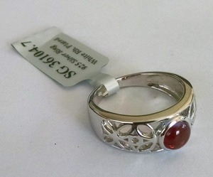 Anillo de filigrana Vintage de Plata de Ley 925, ajuste de bisel de granate chapado en rodio, piedras preciosas naturales, fiesta de boda de compromiso para mujer - Product Image 3