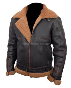 แจ็คเก็ตหนังแกะสีน้ำตาลนักบิน - Product Image 3