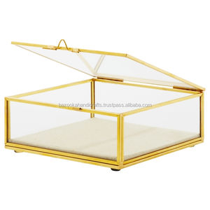 Cajas de vidrio, caja de almacenamiento dorada, caja de vidrio decorativa - Product Image 1