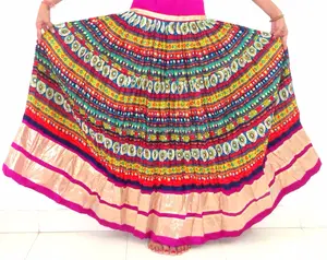 Indiano saia impresso-Navratri desgaste saia-Atacado algodão Estampado saia longa-vestido de traje de dança do ventre-dança do ventre-moda