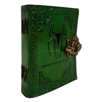 Journal relié en cuir véritable en relief Spiderman celtique rustique fait à la main grand cadeau ombres noir et vert personnaliser carnet de notes