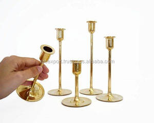 Portavelas de Metal pulido dorado, decoración de nuevo diseño, portavelas de relámpago de calidad superior antiguo moderno de lujo en la India - Product Image 1