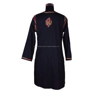 DRL003Chicken Embroidered Long <b>Kurta</b> Indian Cotton Tunic Floral <b>Top</b> Holiday Clothed Size S, M, L, XL, XXL - Product Image 2