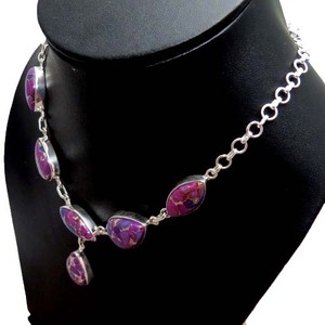 Magnifiques colliers pendentifs en argent sterling avec turquoise et cuivre violet - Bijoux indiens tendance Shri Ashapura - Product Image 3