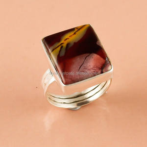 แหวนมุกไทต์ธรรมชาติ แหวนพลอย เครื่องประดับอินเดีย ขายส่งเครื่องประดับชั้นดี แหวนเงินแท้ 925 สําหรับเด็กผู้หญิง - Product Image 1