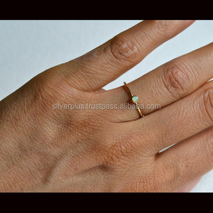 Vnox — bague de fiançailles en opale de feu arc-en-ciel, pierre précieuse solide 14K, or jaune, vendu à la main, bijoux fins, vente en gros - Product Image 2