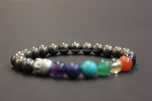 7 Chakra สร้อยข้อมือ Pyrite ยืดข้อมือสร้อยข้อมือมาลา - Product Image 4