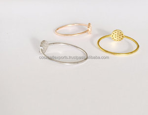 แหวนเล้าชุบเงินเซอร์โคเนียทรงลูกบาศก์เซอร์โคเนียแหวนพลอยสำหรับการตั้งค่าครบรอบแต่งงานปาร์ตี้ - Product Image 4