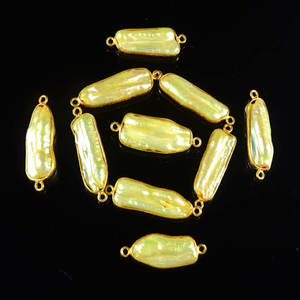 Plaqué or jaune Biwa perle connecteurs de pierres précieuses meilleure qualité lunette résultats de bijoux composants pour la fabrication de bijoux à la main - Product Image 4