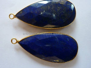 Lunette en forme de poire en Lapis Lazuli en argent sterling 925 plaquée or Emballage du sac du fabricant - Product Image 4