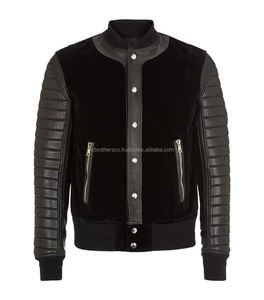 เสื้อแจ็กเก็ตนักบินสีดำของผู้ชายหนังวัวแท้ผ้ากำมะหยี่แผงขนาดพิเศษดีไซน์ใหม่2025 - Product Image 1