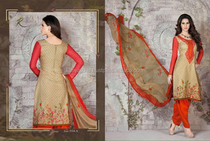 Kanya Libas Ver Imagen Ampliada Agregar a la Comparación Compartir Vestido de Fiesta de Boda Salwar/Kameez de Lino con Red de Mariposas, Estilo Indio/Pakistaní - Product Image 4