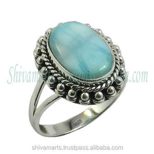 Nouvelle Mode Pur 925 Sterling Silver Eternity Vermeil Anneaux Fine Jewelry Featuring Larimar Gemstone for Parties Bulk Wholesale - Product Image 2