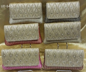 UD57 Indian bridal evening ladies shopping handmade ethnic traditional <b>handbag</b> bag fabric embroidery designer exclusive party - Product Image 6