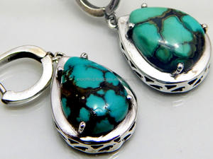 ต่างหูแบบหนีบเงินสเตอร์ลิง925เป็นผู้จัดจำหน่ายจำนวนมากสำหรับพลอยสีเทอร์ควอยซ์ธรรมชาติเหมาะเป็นของขวัญสำหรับงานแต่งงาน/ปาร์ตี้สุดน่ารักสำหรับผู้หญิง - Product Image 3