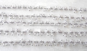 Cristal cuarzo negro rodio alambre envuelto piedra preciosa natural vintage hecho a mano racimo cuentas Rosario cadena - Product Image 2