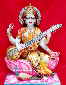Saraswati Maa Goddess Marble Statue - Product Image 1
