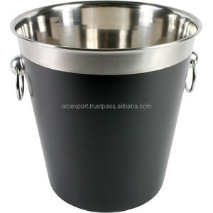 Refroidisseur et refroidisseur de champagne à vin élégant en seau à glace rond en acier inoxydable pour accessoires de bar à vente chaude - Product Image 1