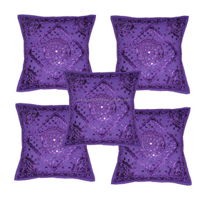 Decorative Heavy Handmade Embroidered And Mirror Work Indian Cotton Decorative Mirror Work Pillow <b>Cushion</b> <b>Covers</b> - Product Image 4