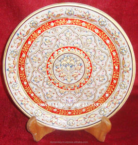 Plaque verte en marbre peint or, incrustation de marbre - Product Image 1