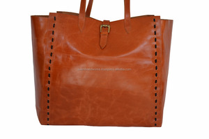 Bolso de compras marrón puro de cuero genuino Vintage a la moda para mujer, bolso de hombro para mujer, bolso de compras de mensajero a la moda - Product Image 3