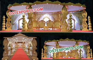 Mandap Ukir Kayu Elegan untuk Pernikahan, Mandap Set Ukiran Kayu Buatan Tangan, Mandap Pernikahan Ukir Kayu