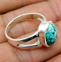 Turquoise Gemstone et Diamant 925 Sterling Silver Fine Jewelry Ring Anniversaire De Mariage Cadeau De Fiançailles pour Elle pour les Fêtes