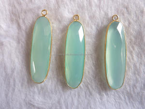 Conector de piedras preciosas de Calcedonia, ajuste de bisel de plata a granel, joyería de moda - Product Image 2