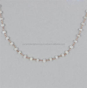 18 pouces arc-en-ciel Moonstone Gemstone perlé chaîne collier bijoux résultats et composants - Product Image 1