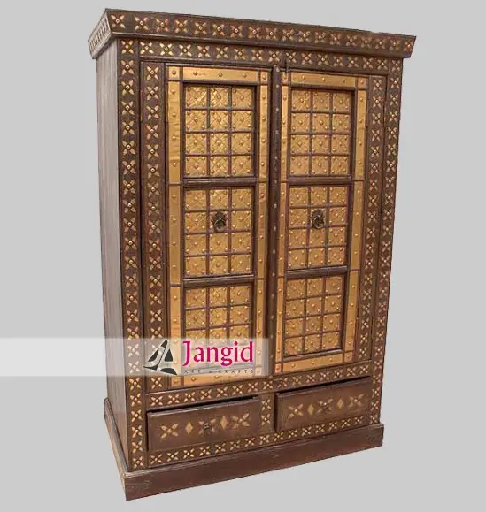 Деревянный Индийский Шкаф для спальни ручной работы