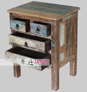 Mesitas de Noche de Madera Reciclada, Mesita de Noche Pequeña con Cajones para Dormitorio, Sala de Estar, Muebles Hechos a Mano para Habitación de Hotel - Product Image 6