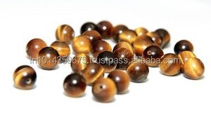 Cuentas redondas de piedras preciosas de ojo de tigre, cuentas sueltas marrones y amarillas para la fabricación de joyas - Product Image 2