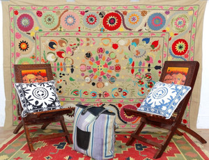 Suzani bordado a mano colgante de pared Suzani tapiz hecho a mano Suzani tiro - Product Image 2