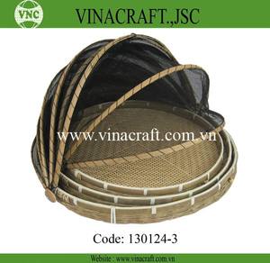 Cesta de Almacenamiento de Bambú Natural con Cubierta de Malla Negra, Almacenamiento Ecológico y Elegante para el Hogar de VN - Product Image 4