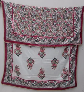 漂亮的印度棉手印棉被印花印花棉绒被子，用于家居和床上装饰