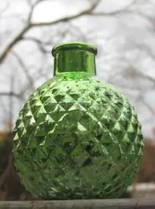 Стеклянная ваза Mercury, зеленые мини-вазы Mercury Glass, круглые ворсированные