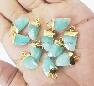 Colgante de Amazonita en Forma de Espiga Chapado en Oro y Plata, Joyería Fina de Piedra Azul Verde, Estilo Bohemio, de Terceros - Product Image 2