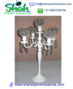 Candelabros de Metal Recubiertos de Blanco de Lujo con Copas de Cristal en Forma de Bola, Estilo Contemporáneo, Tamaño Personalizado para Bodas, Eventos, Fiestas de Navidad - Product Image 2