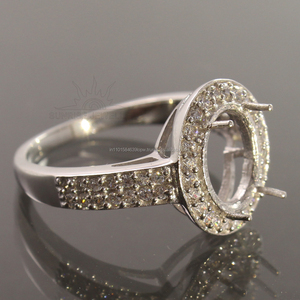แหวนเงินแท้ 925 ทรงวงรี 8x10 มม. แบบคลาสสิกสำหรับงานแต่งงาน  ใส่พลอย CZ ได้ทุกขนาด เหมาะสำหรับทุกเพศ - Product Image 5